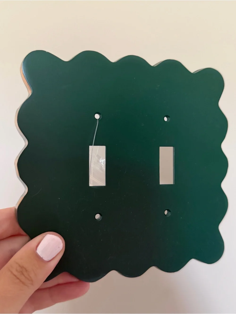 Anthropologie Dark Green Scalloped Double Toggle Light switch Wall Plate Cover